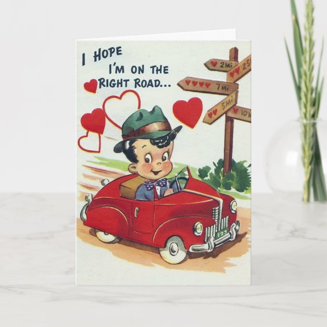 Retro Vintage Valentinemann Feiertagskarte (Vorderseite)