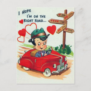 Retro Vintage Valentinstag Feiertag Mann Postkarte