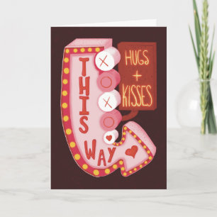 Retro-Vintage-Valentinstag-Hugs und Kisses Karte