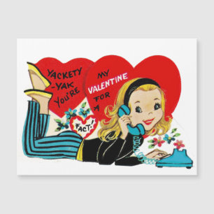 Retro Vintage Valentinstag Telefon Mädchen Karte