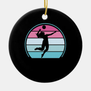 Retro-Vintage-Volleyball Mädchen Keramik Ornament