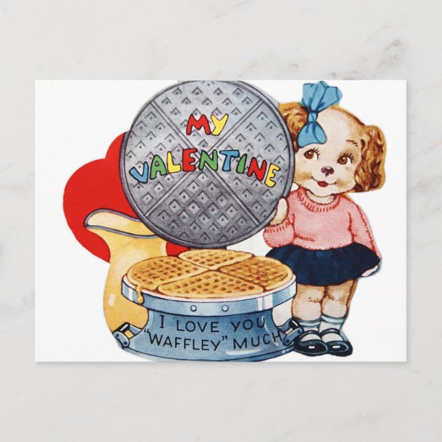 Retro Vintage Waffel Valentine Feiertagspostkarte (Vorderseite)