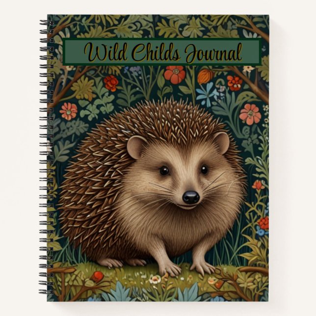 Retro Vintage Wälder Igel Wälder botanischen Notizbuch (Vorderseite)