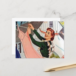 Retro-Vintage-Wäschedame  Postkarte