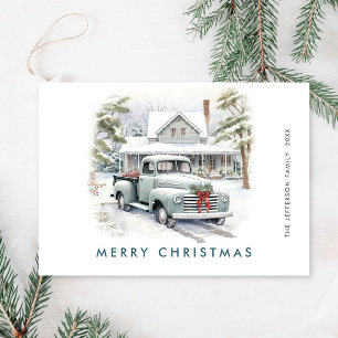 Retro Vintage Weihnachten Bauernhof LKW Grußkarte