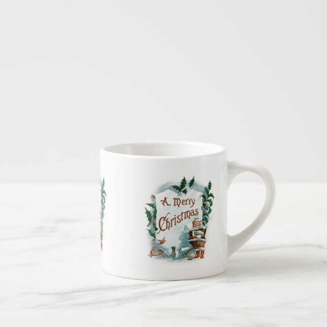 Retro Vintage Weihnachten Cooler Weihnachtsmann Espressotasse (Rechts)