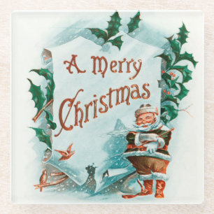 Retro Vintage Weihnachten Cooler Weihnachtsmann Glasuntersetzer