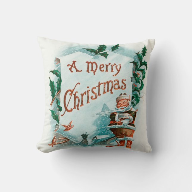 Retro Vintage Weihnachten Cooler Weihnachtsmann Kissen (Vorderseite)