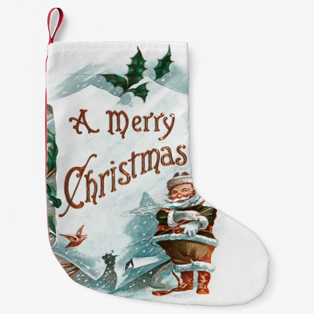Retro Vintage Weihnachten Cooler Weihnachtsmann Kleiner Weihnachtsstrumpf (Vorderseite)