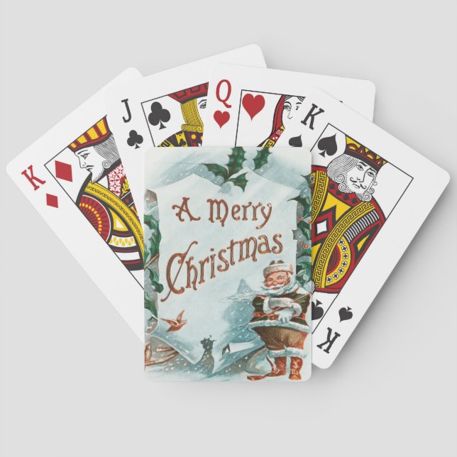 Retro Vintage Weihnachten Cooler Weihnachtsmann Spielkarten (Rückseite)