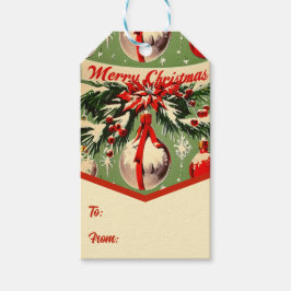 Retro Vintage Weihnachten: Mid Century Yuletide 3 Geschenkanhänger