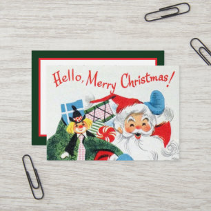 retro vintage Weihnachten Santa Ferien Visitenkarte