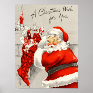 Retro Vintage Weihnachten Santa Ferienplakat Poster