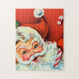 Retro Vintage Weihnachten Santa Festtags-Puzzle