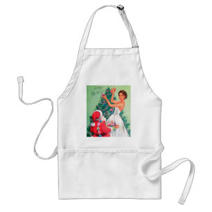 Retro Vintage Weihnachten Santa Frau Schürze