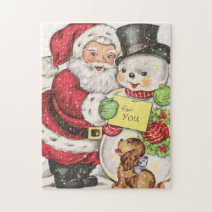 retro vintage Weihnachten Santa Schneemann