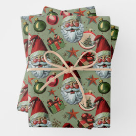 Retro Vintage Weihnachten Weihnachten und Heute Geschenkpapier Set