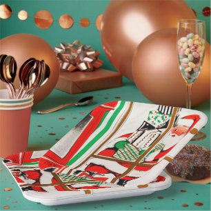 Retro Vintage Weihnachten Weihnachtsfest - Party Pappteller