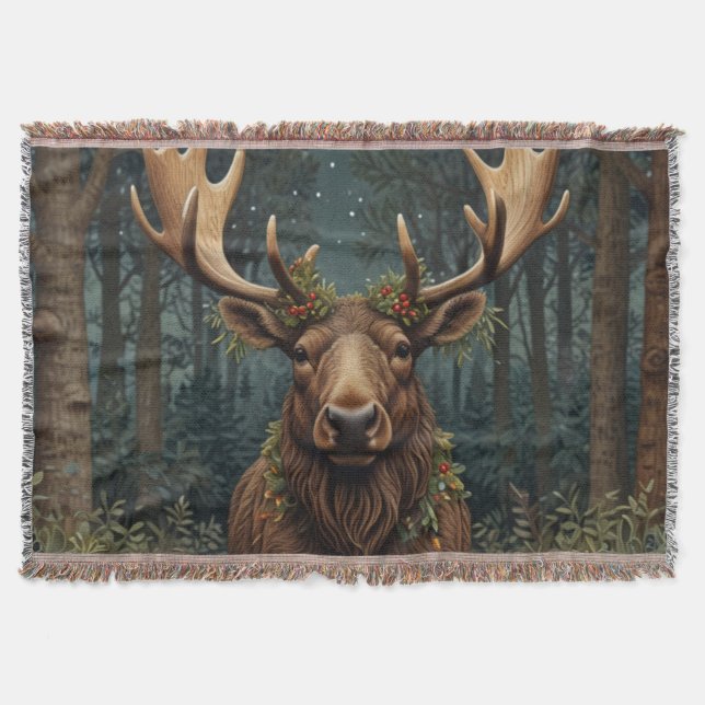 Retro-Vintage-Weihnachts-Elch Decke (Vorderseite)