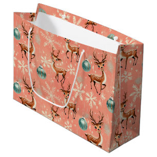 Retro-Vintage-Weihnachts-Rentier II Geschenkpapier Große Geschenktüte