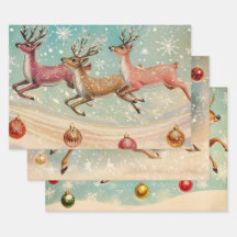 Retro Vintage Weihnachts Trio Style W Wrapping Pap