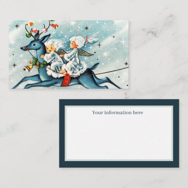 Retro-Vintage WeihnachtsAngels Informationen Visitenkarte (Vorne/Hinten)
