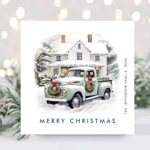 Retro Vintage Weihnachtsbauernhof LKW Gruß Feiertagskarte