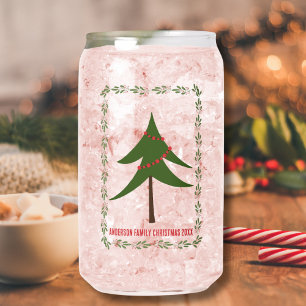 Retro Vintage Weihnachtsbaum & Name der Familie Dosenglas