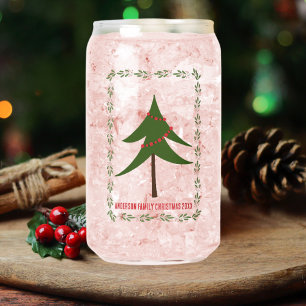 Retro Vintage Weihnachtsbaum & Name der Familie Dosenglas