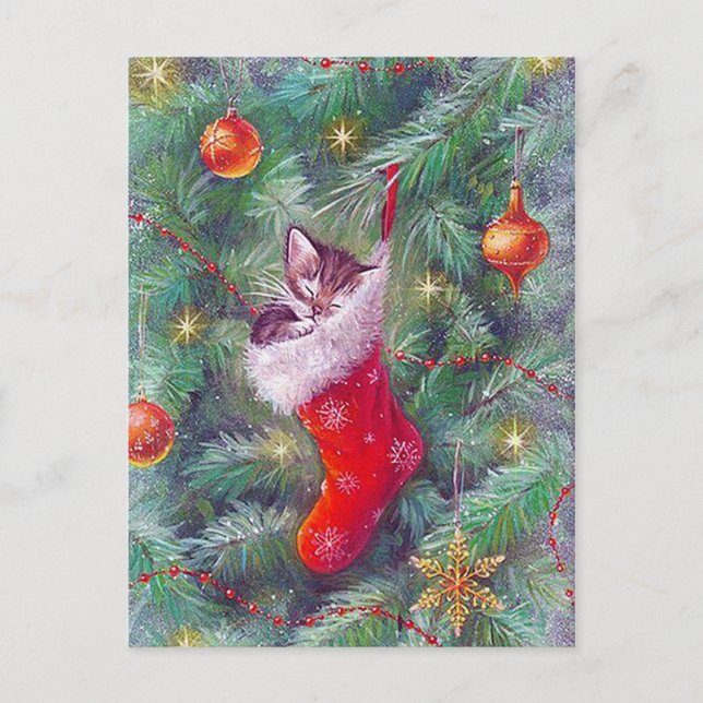 Retro Vintage Weihnachtsbaum Postkarte (Vorderseite)