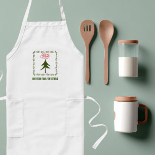 Retro Vintage Weihnachtsbaum und Kranz Minimalist Lange Schürze