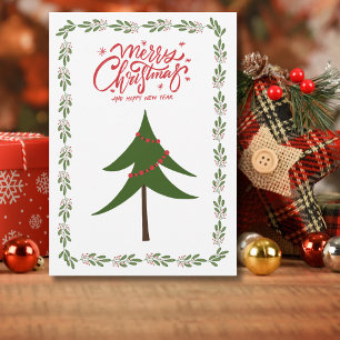 Retro Vintage Weihnachtsbaum und Kranz Minimalisti