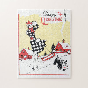 retro vintage Weihnachtsdame Ferien