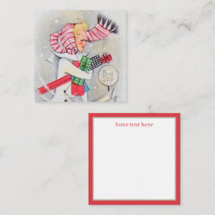 retro vintage Weihnachtseinkaufslady Text hinzufüg Mitteilungskarte