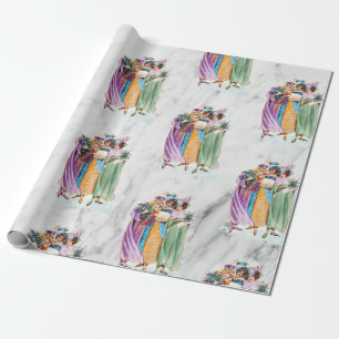 Retro-Vintage-Weihnachtsfeier Damen Geschenkpapier