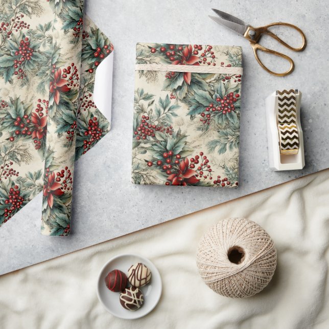 Retro Vintage Weihnachtsfeier Geschenkpapier (Basteln)