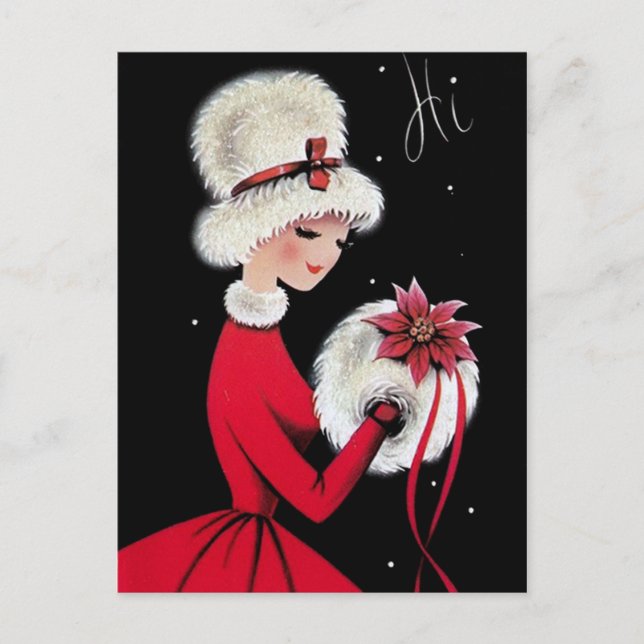 Retro Vintage Weihnachtsfeiertage Postkarte (Vorderseite)