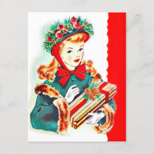 Retro Vintage Weihnachtsfeiertage Postkarte