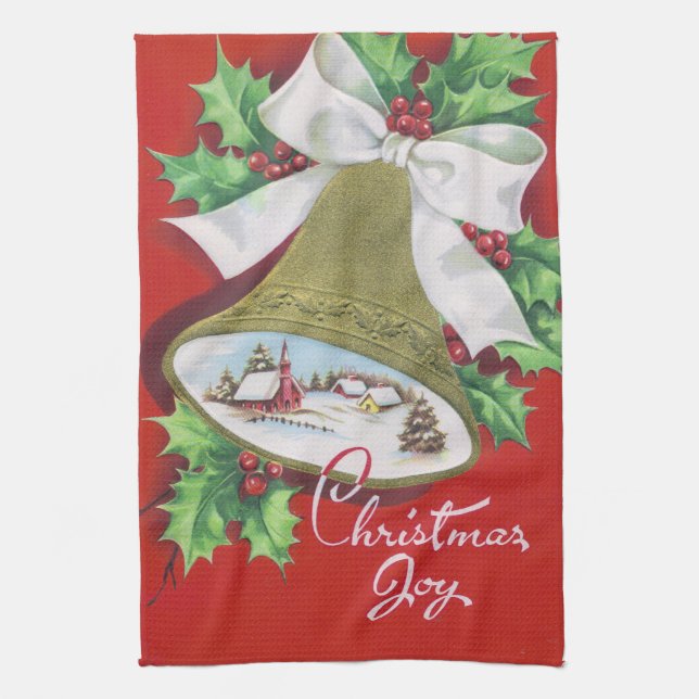 Retro Vintage Weihnachtsfeiertags-Küchentuchglocke Handtuch (Vertikal)