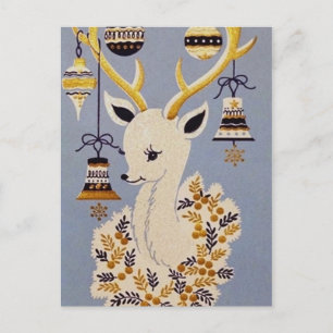 Retro Vintage Weihnachtsfest Rentiere Postkarte