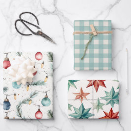 Retro Vintage Weihnachtsgeschenk Geschenkpapier Set