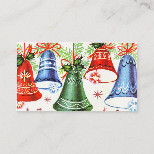 Retro Vintage Weihnachtsglocken addieren Visitenkarte (Vorderseite)
