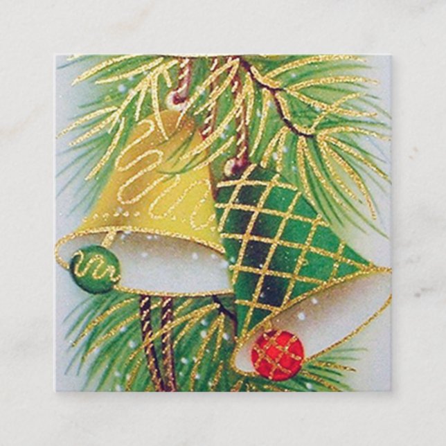 Retro Vintage Weihnachtsglocken Quadratische Visitenkarte (Vorderseite)