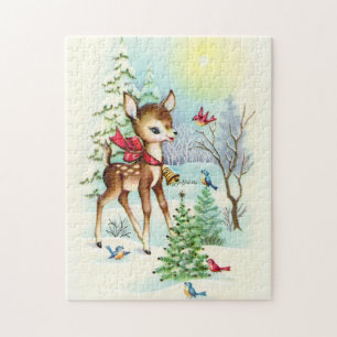 retro vintage Weihnachtshirsch Feiertag