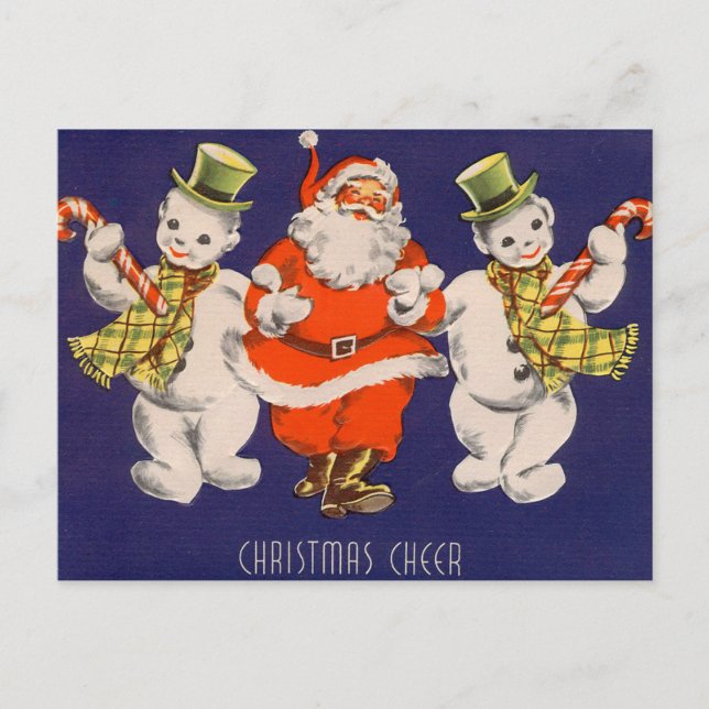 Retro Vintage Weihnachtskarte Feiertagspostkarte (Vorderseite)