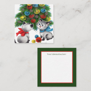 retro vintage Weihnachtskatzen Feiertag Quadratische Visitenkarte