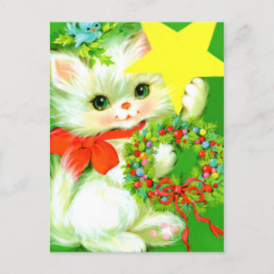 Retro Vintage Weihnachtskatzenjause Postkarte