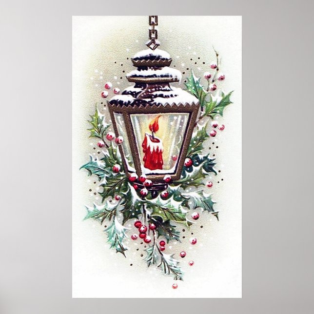 Retro Vintage WeihnachtslampeHoliday Poster (Vorne)