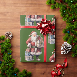 Retro-Vintage-Weihnachtsmann mit angenehmen Gesche Geschenkpapier