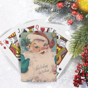 Retro-Vintage-Weihnachtsmann mit Christstollenzuck Spielkarten